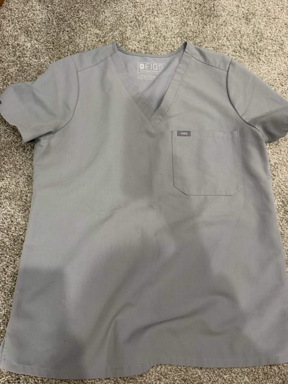 FIGS Men's Light Gray V-Neck Scrub Top